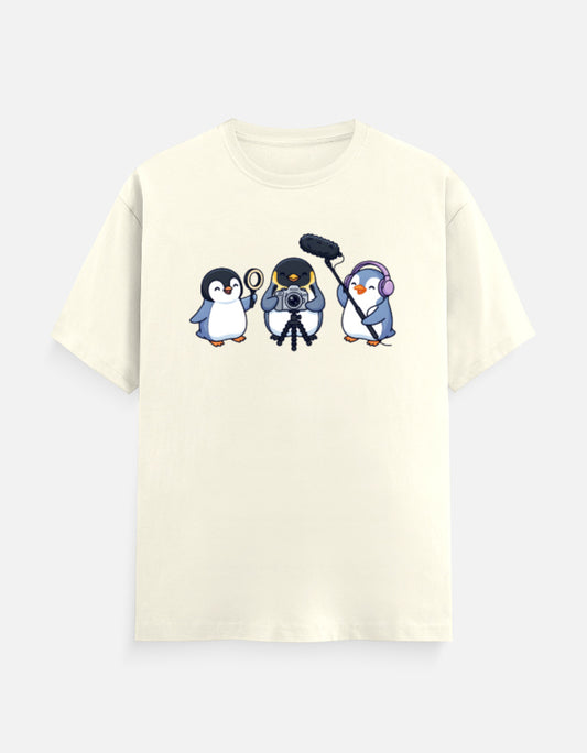 The Vlogger Penguin Crew - Unisex in Off White – flat lay