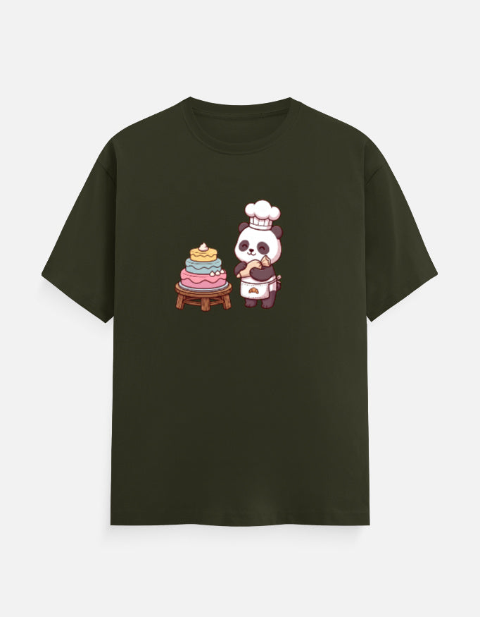 The Panda Bakery - Unisex in Olive Green – flat lay