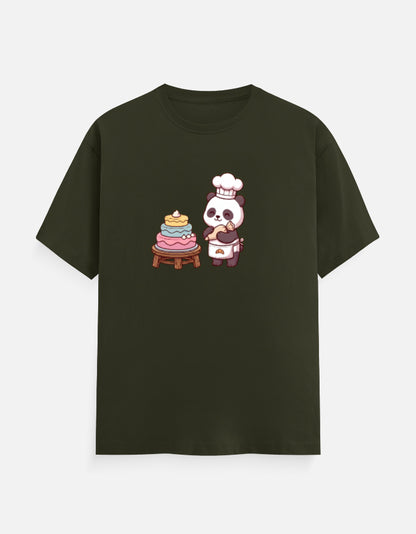 The Panda Bakery - Unisex in Olive Green – flat lay