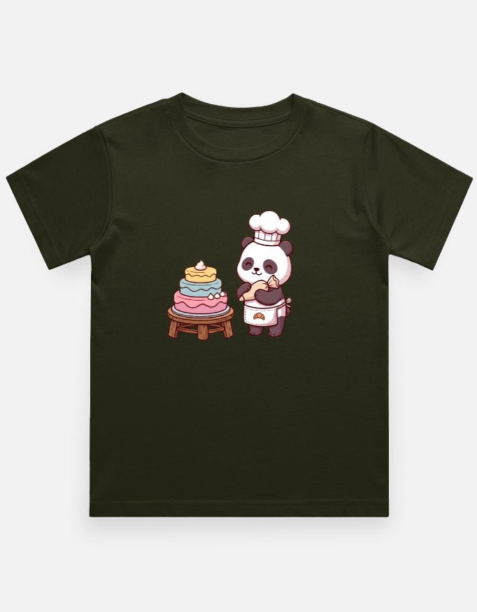 The Panda Bakery - Kids in Olive Green – flat lay