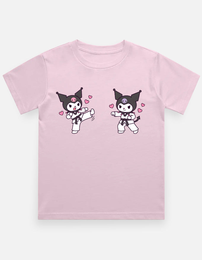 The Taekwondo Kuromi - Kids in Light Baby Pink – flat lay