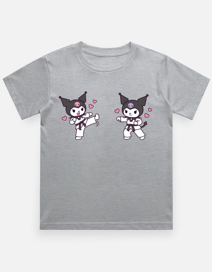 The Taekwondo Kuromi - Kids in Grey Melange – flat lay