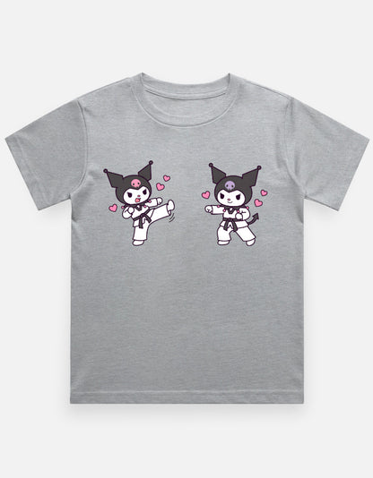 The Taekwondo Kuromi - Kids in Grey Melange – flat lay