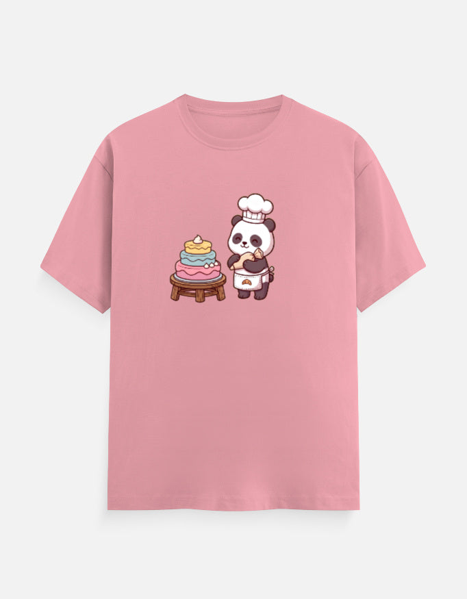 The Panda Bakery - Unisex in Flamingo – flat lay