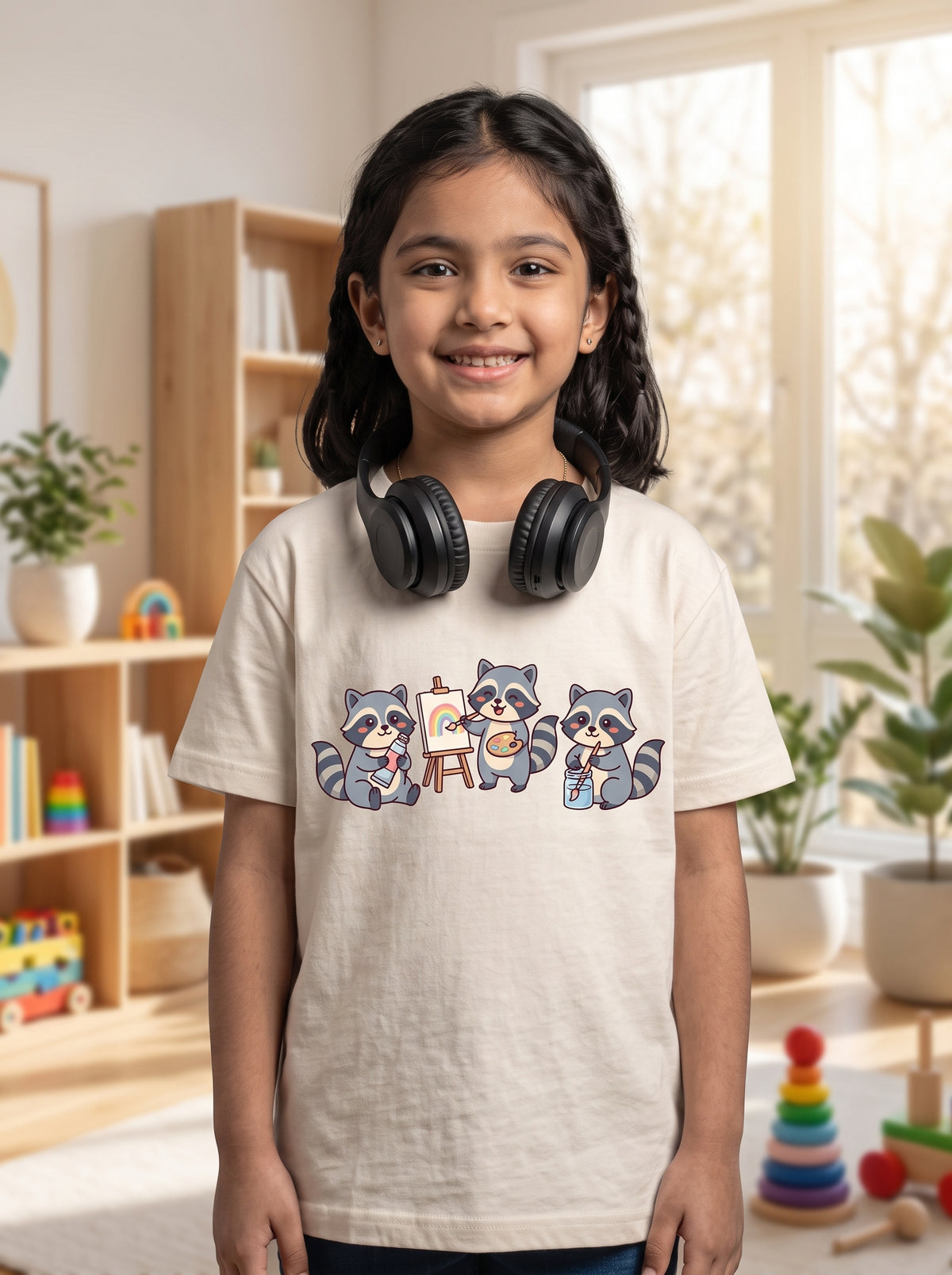 The Artist Raccoon Crew - Kids on models. Shown in Off White