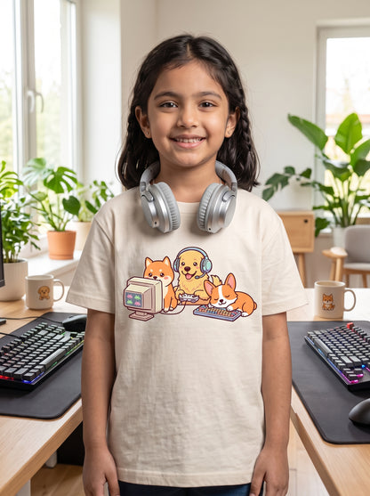 The Gamer Dog Trio - Kids on models. Shown in Off White