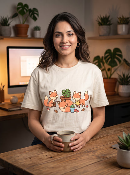 The Plant Parent Fox Skulk - Unisex on models. Shown in Off White